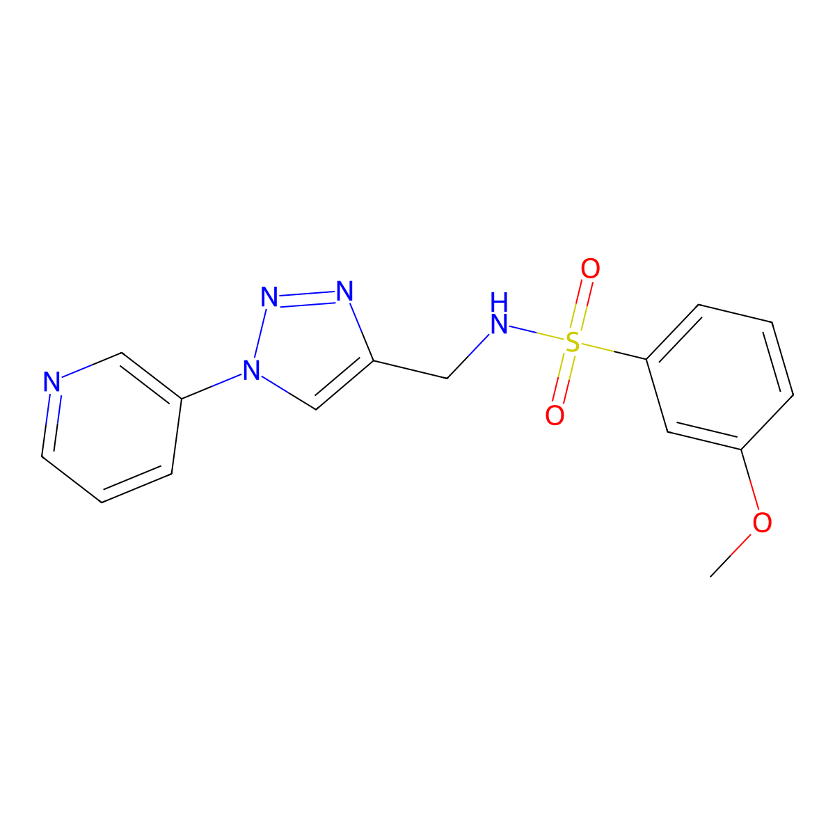 3-methoxy-N-((1-(pyridin-3-yl)-1H-1,2,3-triazol-4-yl)methyl)benzenesulfonamide molecular structure, CAS 2034583-94-1