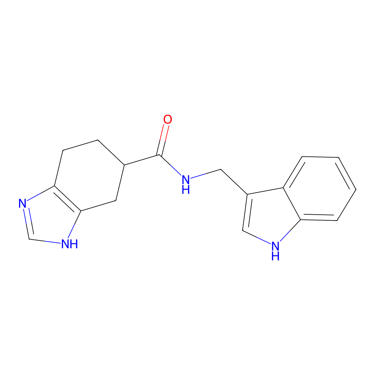 N-((1H-indol-3-yl)methyl)-4,5,6,7-tetrahydro-1H-benzo[d]imidazole-5-carboxamide molecular structure, CAS 2034584-01-3
