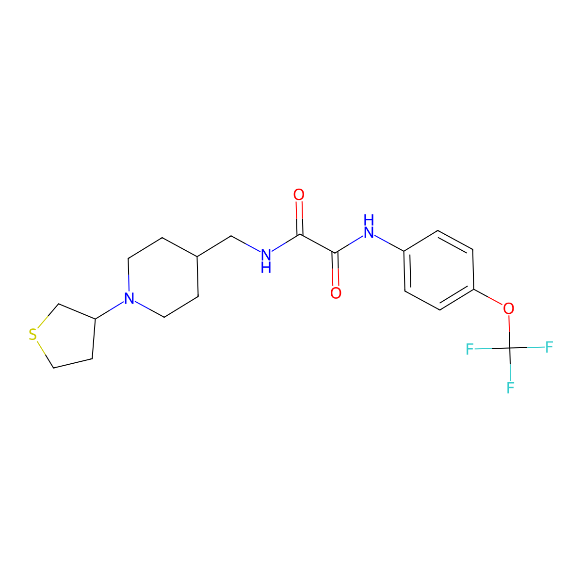 N1-((1-(tetrahydrothiophen-3-yl)piperidin-4-yl)methyl)-N2-(4-(trifluoromethoxy)phenyl)oxalamide molecular structure, CAS 2034584-05-7