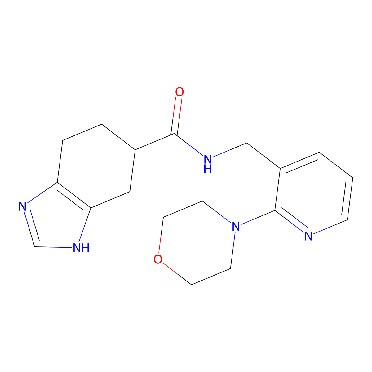 N-((2-morpholinopyridin-3-yl)methyl)-4,5,6,7-tetrahydro-1H-benzo[d]imidazole-5-carboxamide molecular structure, CAS 2034584-06-8