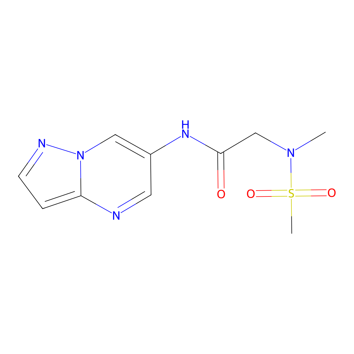 2-(N-methylmethanesulfonamido)-N-{pyrazolo[1,5-a]pyrimidin-6-yl}acetamide molecular structure, CAS 2034584-08-0
