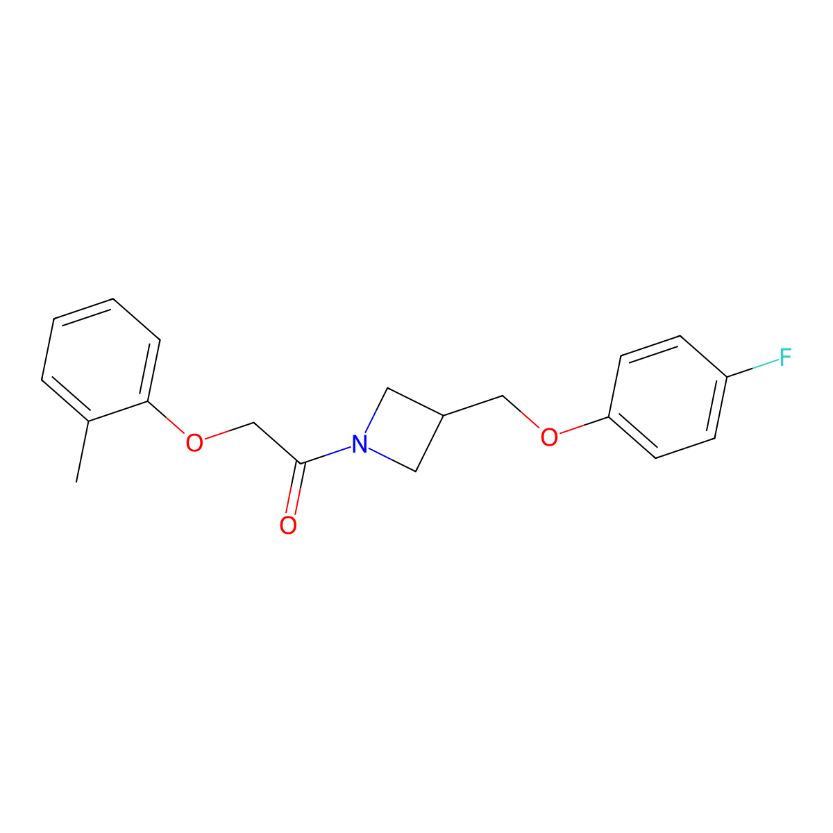1-(3-((4-Fluorophenoxy)methyl)azetidin-1-yl)-2-(o-tolyloxy)ethanone molecular structure, CAS 2034584-10-4