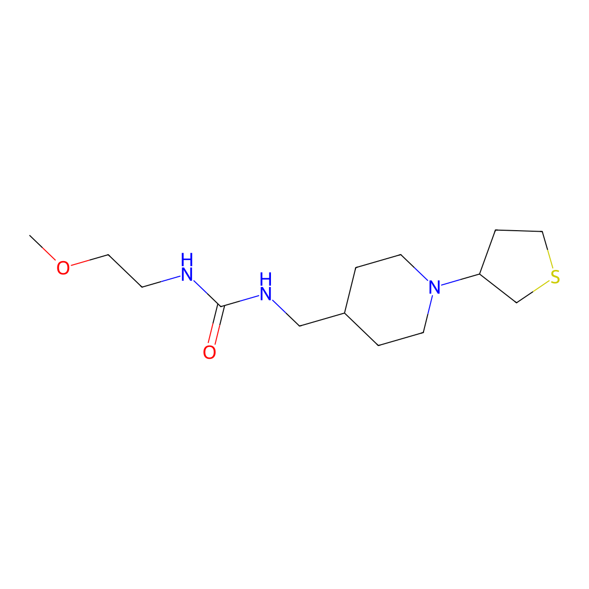 1-(2-Methoxyethyl)-3-((1-(tetrahydrothiophen-3-yl)piperidin-4-yl)methyl)urea molecular structure, CAS 2034584-11-5