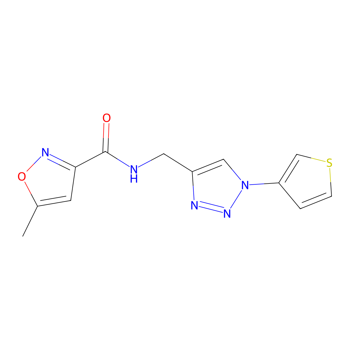 5-methyl-N-((1-(thiophen-3-yl)-1H-1,2,3-triazol-4-yl)methyl)isoxazole-3-carboxamide molecular structure, CAS 2034584-27-3