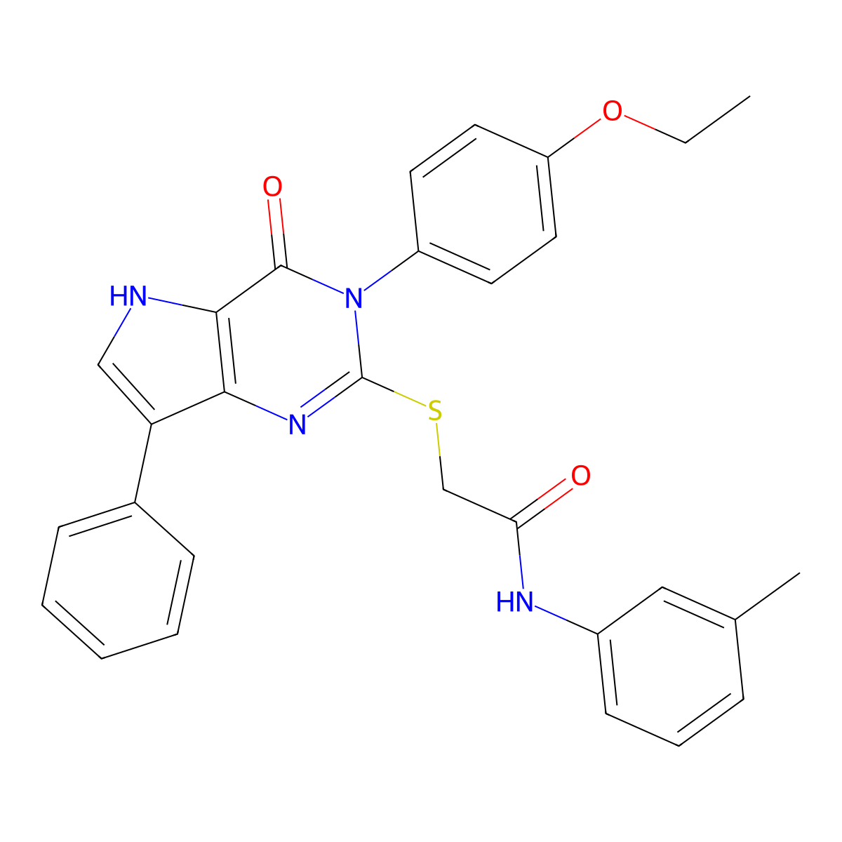 2-((3-(4-ethoxyphenyl)-4-oxo-7-phenyl-4,5-dihydro-3H-pyrrolo[3,2-d]pyrimidin-2-yl)thio)-N-(m-tolyl)acetamide molecular structure, CAS 2034584-31-9