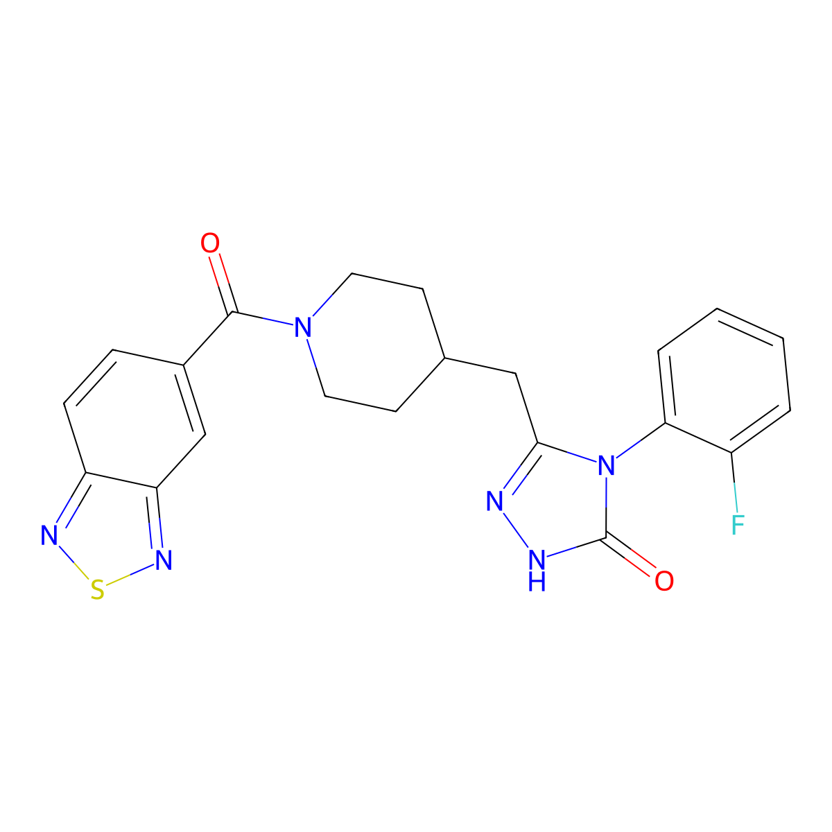 3-((1-(benzo[c][1,2,5]thiadiazole-5-carbonyl)piperidin-4-yl)methyl)-4-(2-fluorophenyl)-1H-1,2,4-triazol-5(4H)-one molecular structure, CAS 2034584-33-1