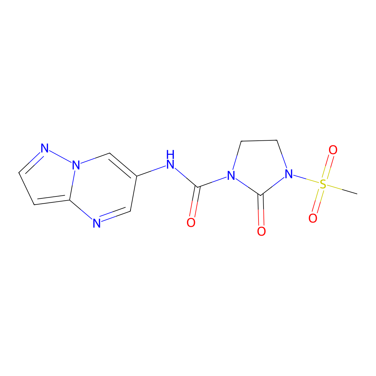 3-(methylsulfonyl)-2-oxo-N-(pyrazolo[1,5-a]pyrimidin-6-yl)imidazolidine-1-carboxamide molecular structure, CAS 2034584-37-5