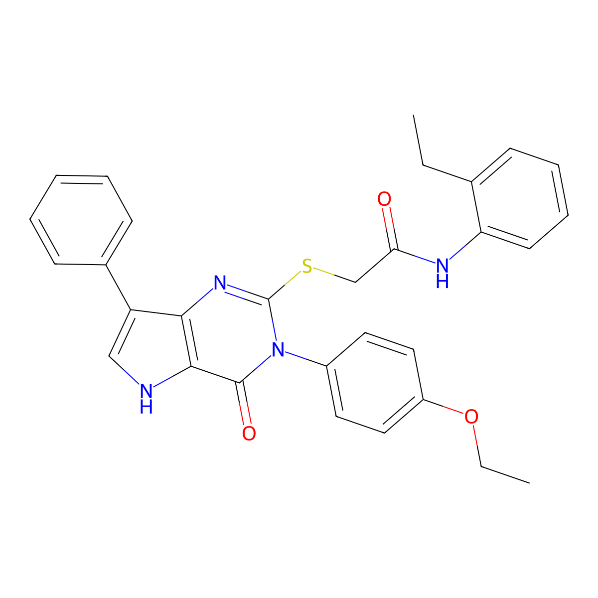 2-((3-(4-ethoxyphenyl)-4-oxo-7-phenyl-4,5-dihydro-3H-pyrrolo[3,2-d]pyrimidin-2-yl)thio)-N-(2-ethylphenyl)acetamide molecular structure, CAS 2034584-38-6