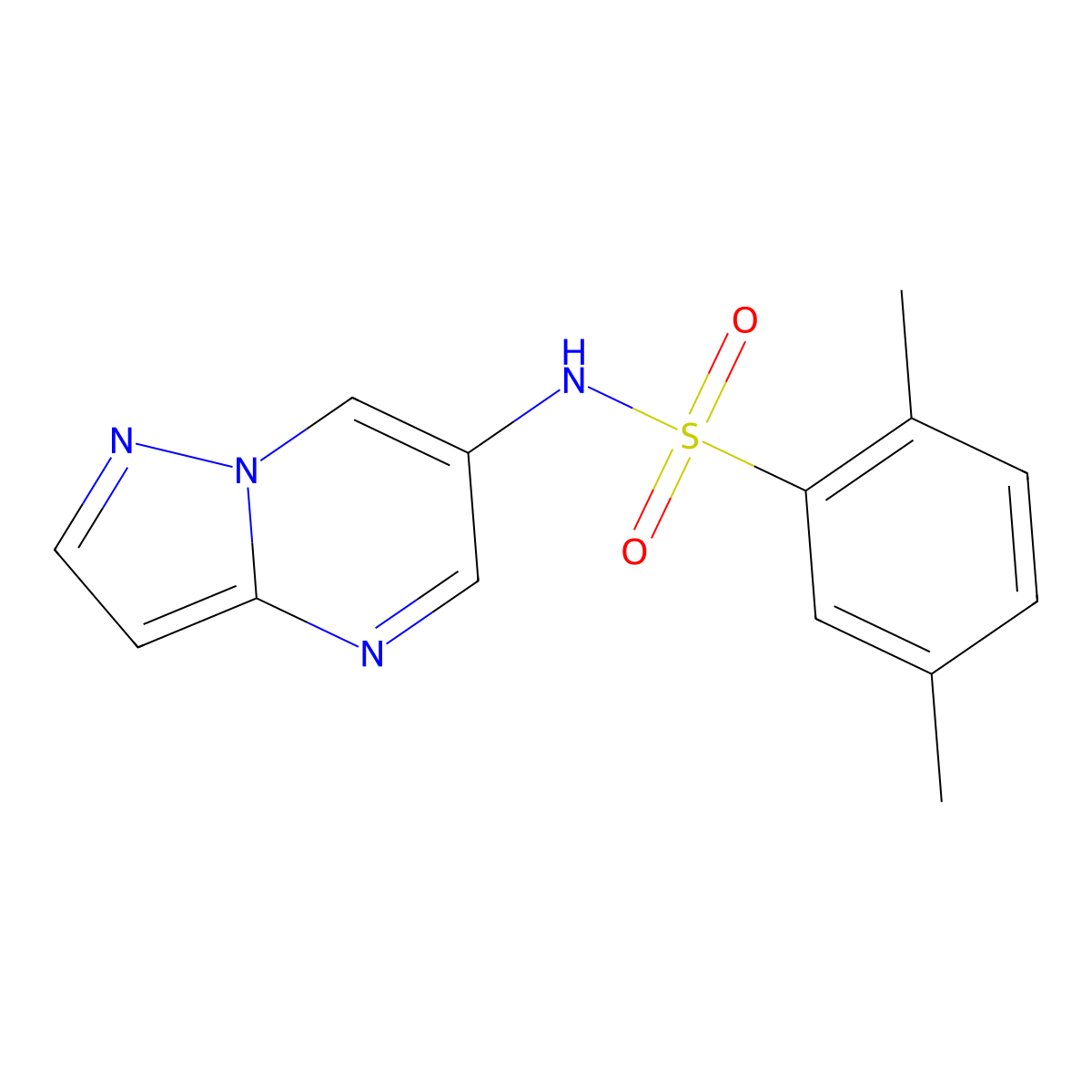2,5-dimethyl-N-(pyrazolo[1,5-a]pyrimidin-6-yl)benzenesulfonamide molecular structure, CAS 2034584-43-3