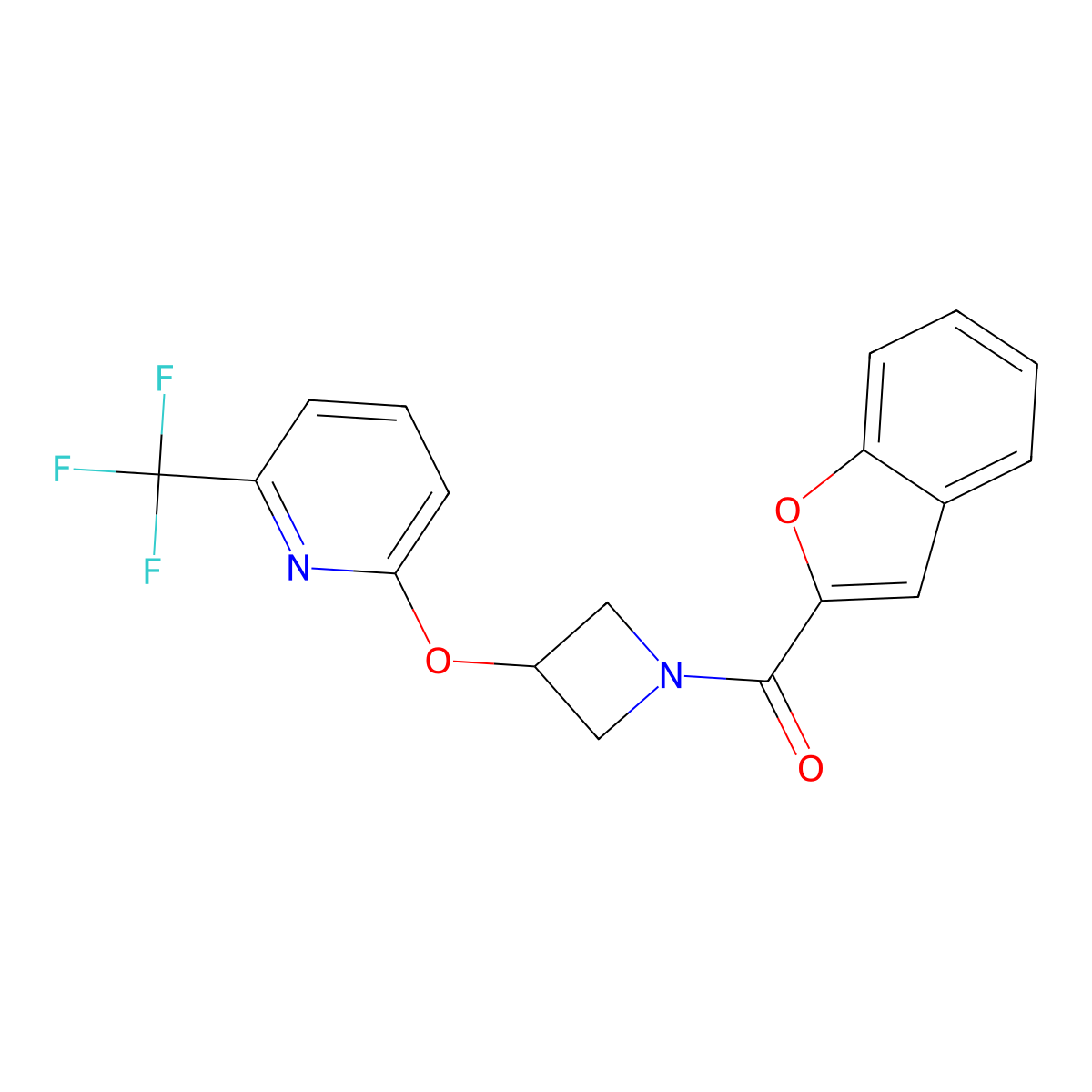 Benzofuran-2-yl(3-((6-(trifluoromethyl)pyridin-2-yl)oxy)azetidin-1-yl)methanone molecular structure, CAS 2034584-53-5