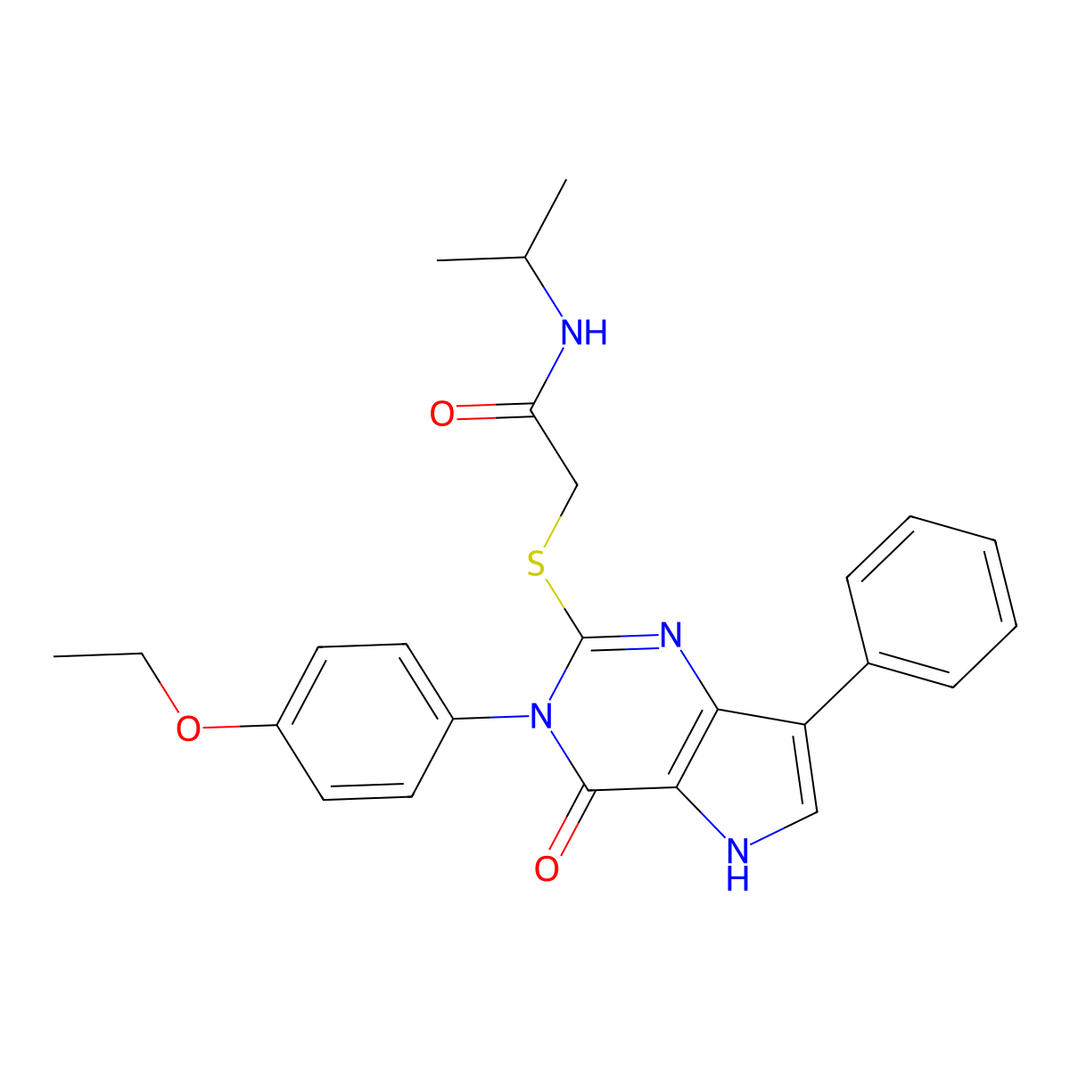 2-((3-(4-ethoxyphenyl)-4-oxo-7-phenyl-4,5-dihydro-3H-pyrrolo[3,2-d]pyrimidin-2-yl)thio)-N-isopropylacetamide molecular structure, CAS 2034584-55-7