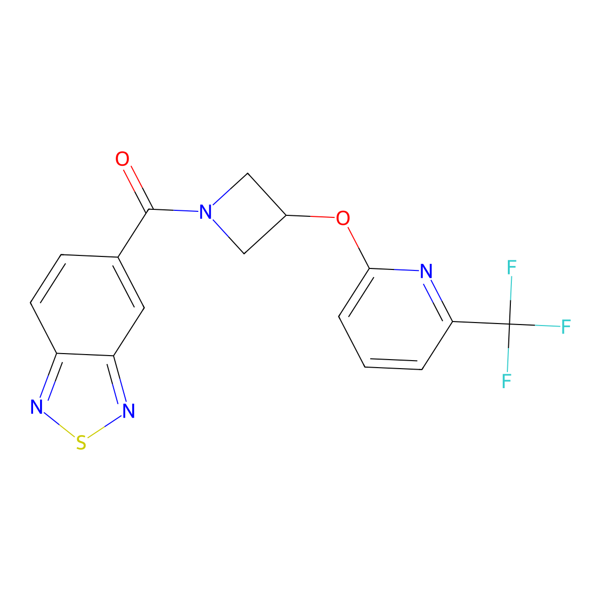 Benzo[c][1,2,5]thiadiazol-5-yl(3-((6-(trifluoromethyl)pyridin-2-yl)oxy)azetidin-1-yl)methanone molecular structure, CAS 2034584-59-1