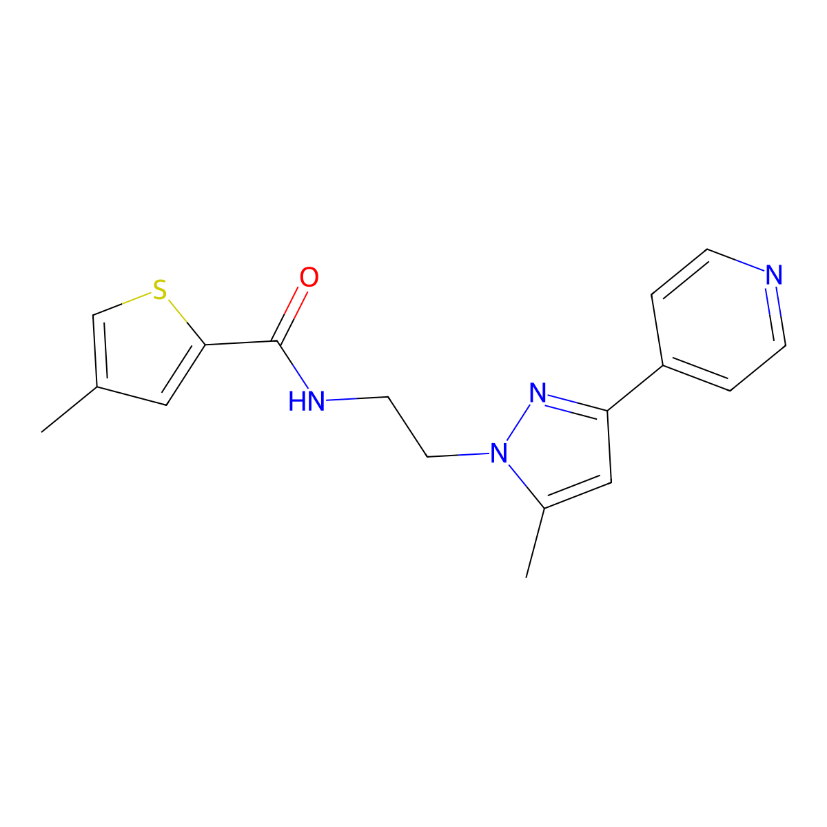 4-methyl-N-{2-[5-methyl-3-(pyridin-4-yl)-1H-pyrazol-1-yl]ethyl}thiophene-2-carboxamide molecular structure, CAS 2034584-61-5
