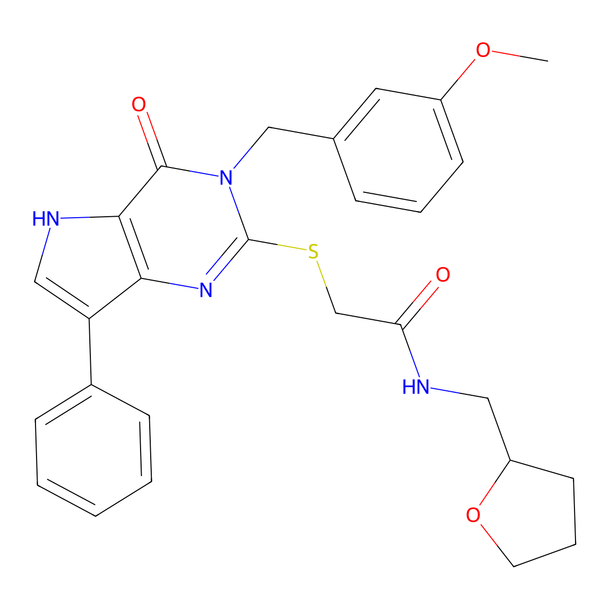 2-({3-[(3-methoxyphenyl)methyl]-4-oxo-7-phenyl-3H,4H,5H-pyrrolo[3,2-d]pyrimidin-2-yl}sulfanyl)-N-[(oxolan-2-yl)methyl]acetamide molecular structure, CAS 2034584-64-8