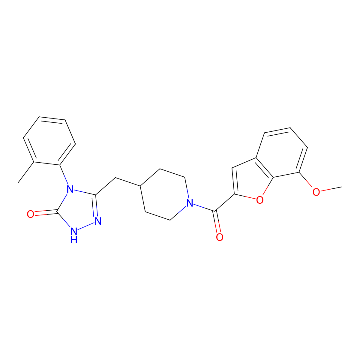 3-((1-(7-methoxybenzofuran-2-carbonyl)piperidin-4-yl)methyl)-4-(o-tolyl)-1H-1,2,4-triazol-5(4H)-one molecular structure, CAS 2034584-69-3