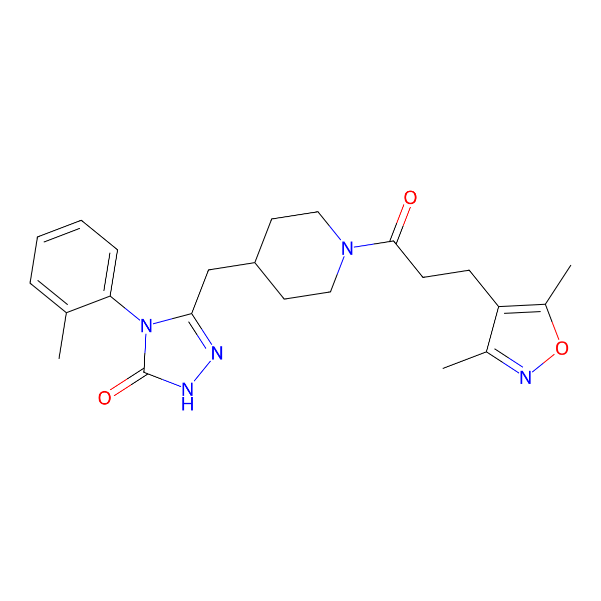 3-((1-(3-(3,5-dimethylisoxazol-4-yl)propanoyl)piperidin-4-yl)methyl)-4-(o-tolyl)-1H-1,2,4-triazol-5(4H)-one molecular structure, CAS 2034584-73-9