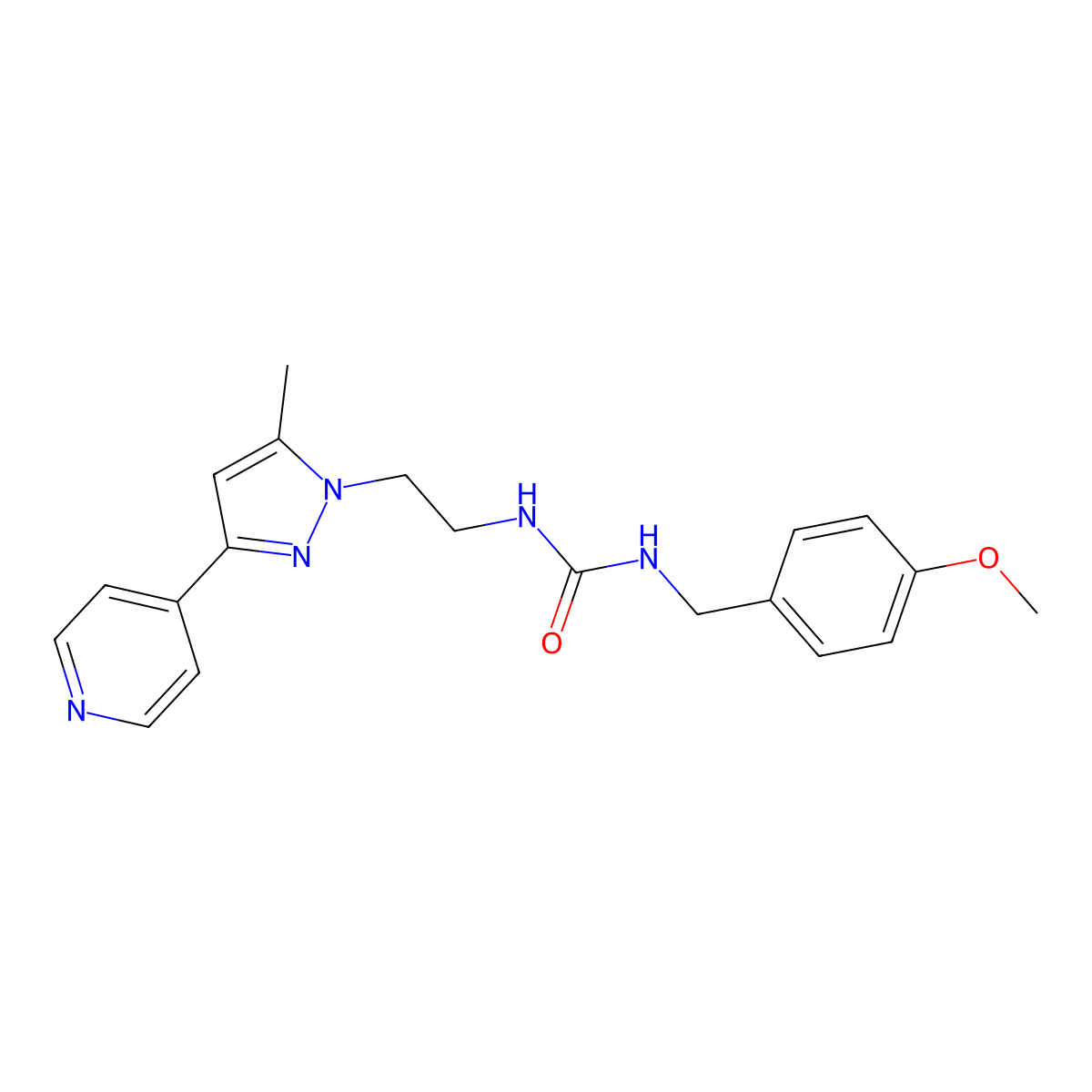 1-(4-methoxybenzyl)-3-(2-(5-methyl-3-(pyridin-4-yl)-1H-pyrazol-1-yl)ethyl)urea molecular structure, CAS 2034584-85-3