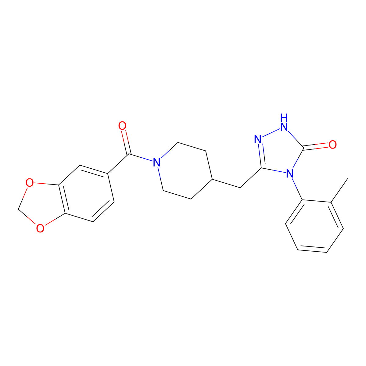 3-((1-(benzo[d][1,3]dioxole-5-carbonyl)piperidin-4-yl)methyl)-4-(o-tolyl)-1H-1,2,4-triazol-5(4H)-one molecular structure, CAS 2034584-91-1