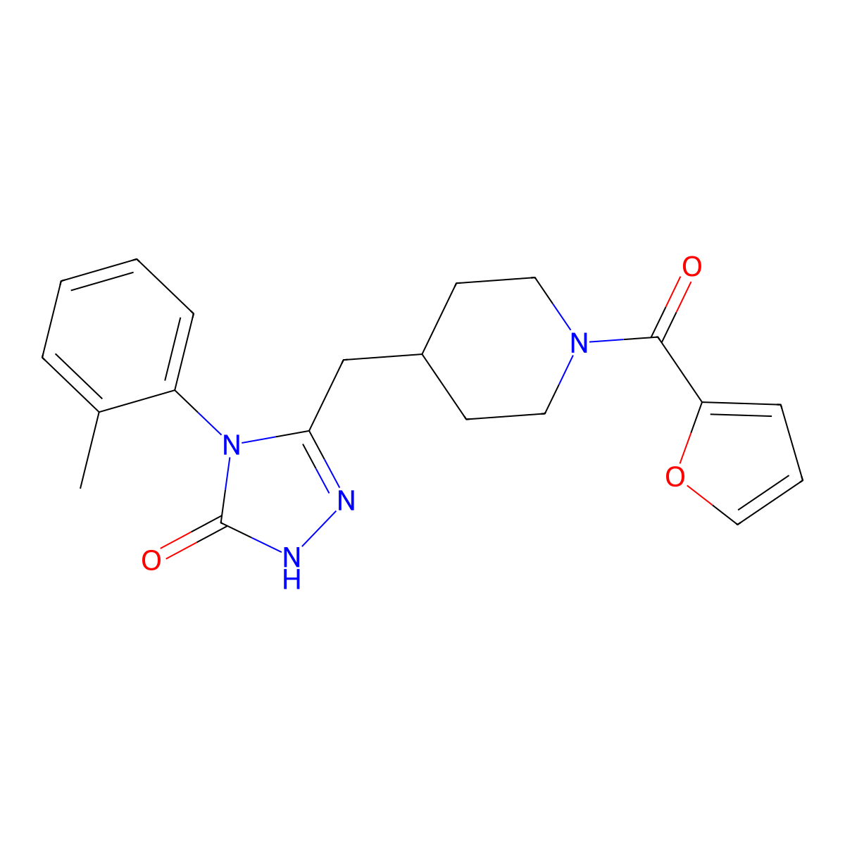 3-((1-(furan-2-carbonyl)piperidin-4-yl)methyl)-4-(o-tolyl)-1H-1,2,4-triazol-5(4H)-one molecular structure, CAS 2034584-95-5