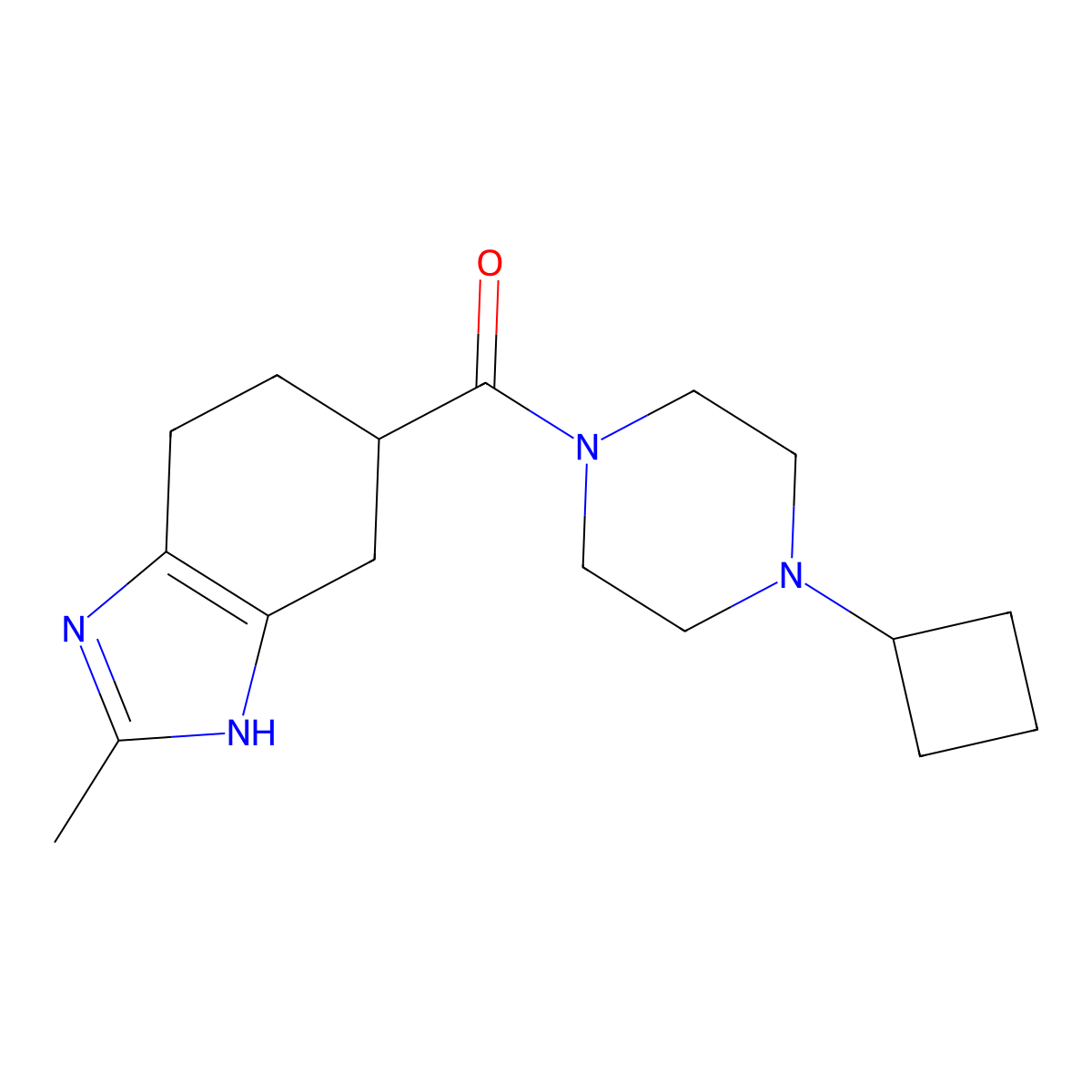 (4-cyclobutylpiperazin-1-yl)(2-methyl-4,5,6,7-tetrahydro-1H-benzo[d]imidazol-5-yl)methanone molecular structure, CAS 2034585-01-6