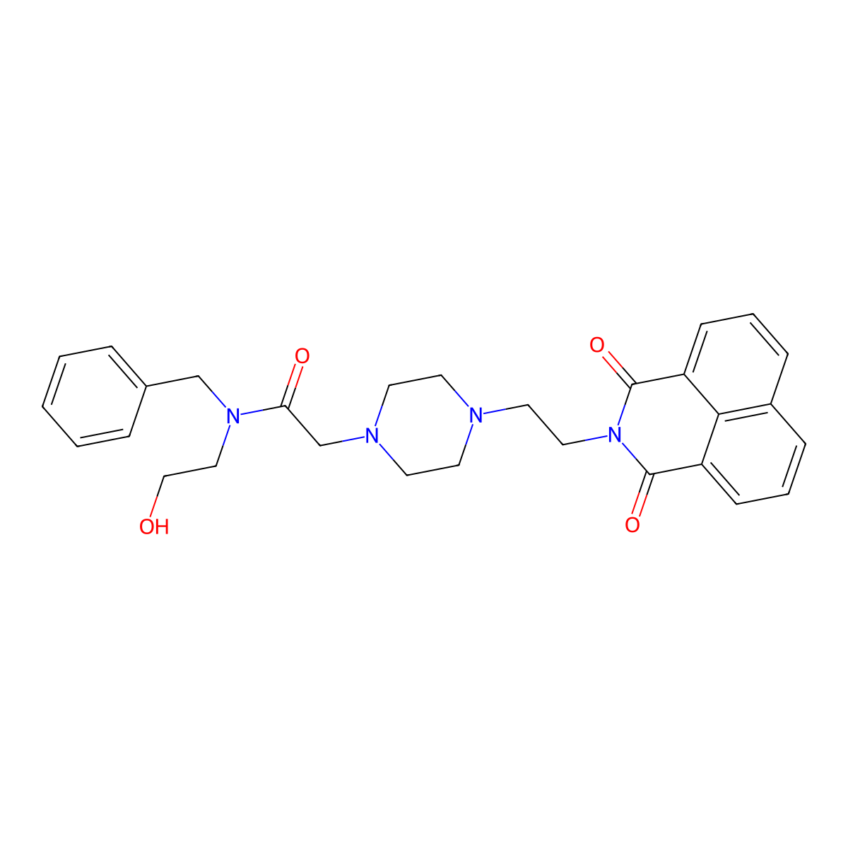 N-benzyl-2-(4-(2-(1,3-dioxo-1H-benzo[de]isoquinolin-2(3H)-yl)ethyl)piperazin-1-yl)-N-(2-hydroxyethyl)acetamide molecular structure, CAS 2034585-04-9