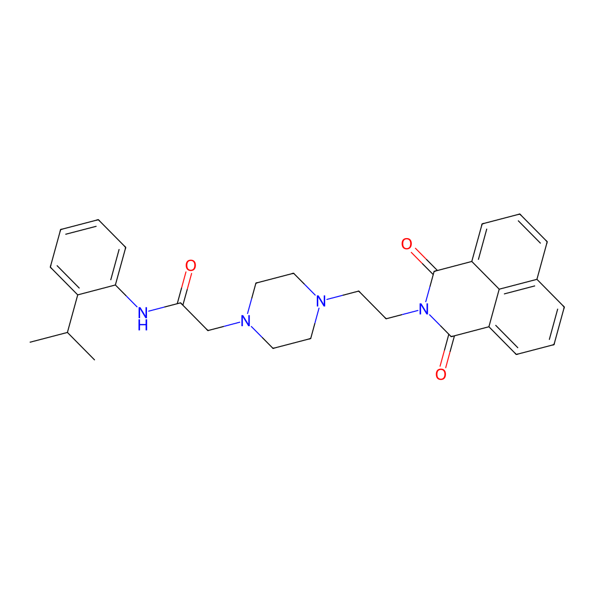 2-(4-(2-(1,3-dioxo-1H-benzo[de]isoquinolin-2(3H)-yl)ethyl)piperazin-1-yl)-N-(2-isopropylphenyl)acetamide molecular structure, CAS 2034585-09-4