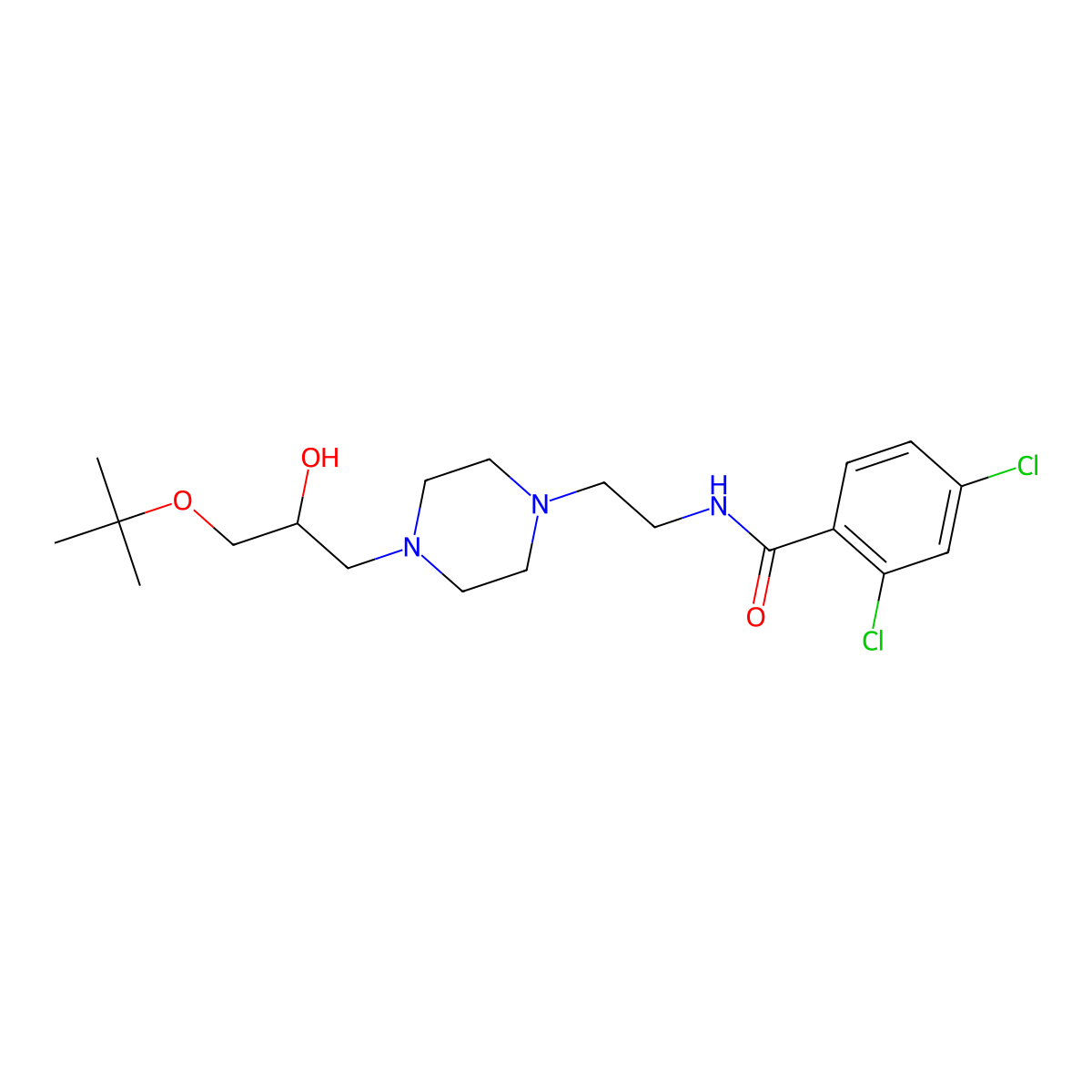 N-(2-{4-[3-(tert-butoxy)-2-hydroxypropyl]piperazin-1-yl}ethyl)-2,4-dichlorobenzamide molecular structure, CAS 2034585-11-8