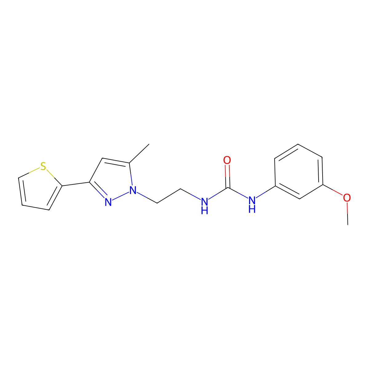 1-(3-methoxyphenyl)-3-{2-[5-methyl-3-(thiophen-2-yl)-1H-pyrazol-1-yl]ethyl}urea molecular structure, CAS 2034585-12-9