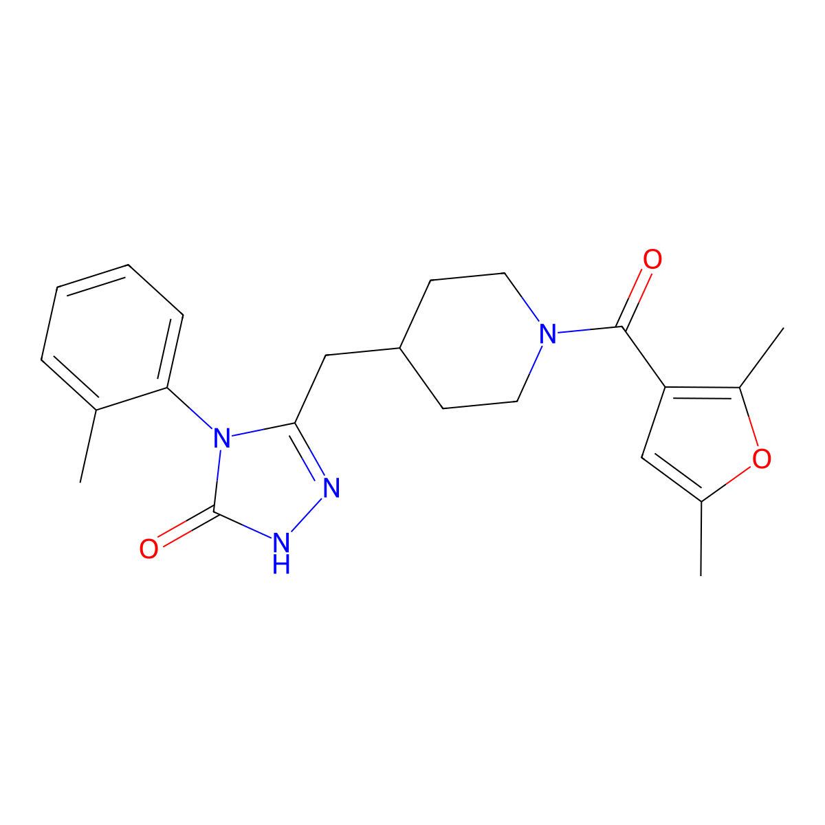 3-((1-(2,5-dimethylfuran-3-carbonyl)piperidin-4-yl)methyl)-4-(o-tolyl)-1H-1,2,4-triazol-5(4H)-one molecular structure, CAS 2034585-18-5