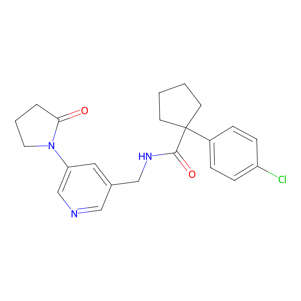 1-(4-chlorophenyl)-N-{[5-(2-oxopyrrolidin-1-yl)pyridin-3-yl]methyl}cyclopentane-1-carboxamide molecular structure, CAS 2034585-19-6