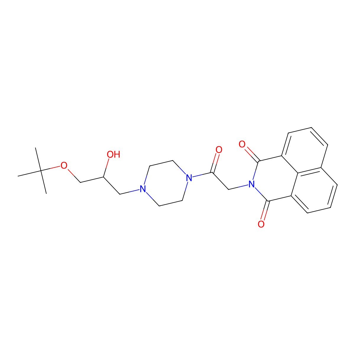 2-(2-(4-(3-(tert-butoxy)-2-hydroxypropyl)piperazin-1-yl)-2-oxoethyl)-1H-benzo[de]isoquinoline-1,3(2H)-dione molecular structure, CAS 2034585-20-9