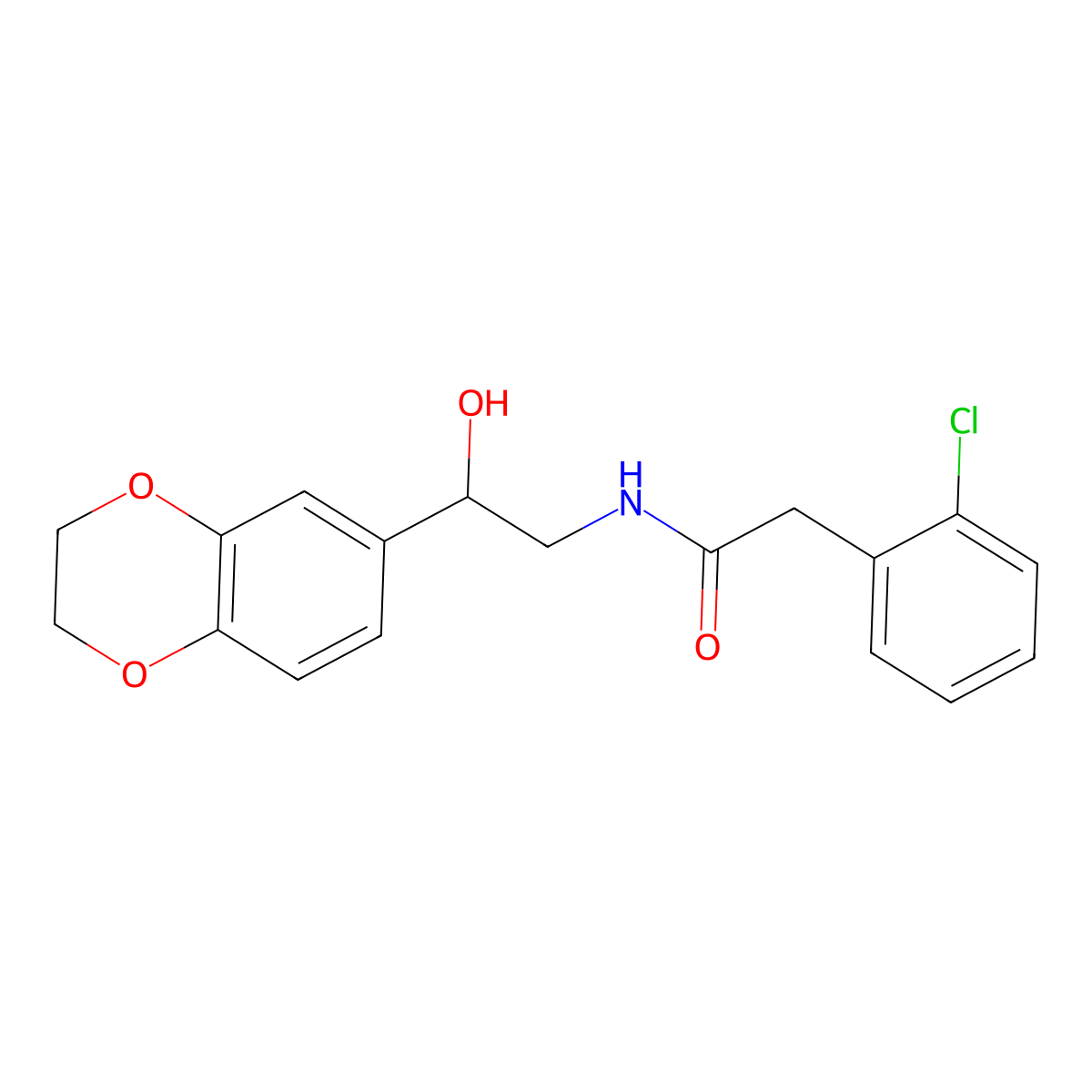 2-(2-chlorophenyl)-N-(2-(2,3-dihydrobenzo[b][1,4]dioxin-6-yl)-2-hydroxyethyl)acetamide molecular structure, CAS 2034585-24-3