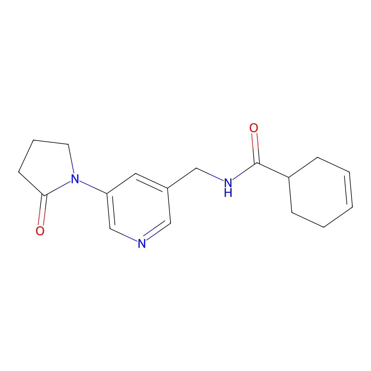 N-{[5-(2-oxopyrrolidin-1-yl)pyridin-3-yl]methyl}cyclohex-3-ene-1-carboxamide molecular structure, CAS 2034585-25-4