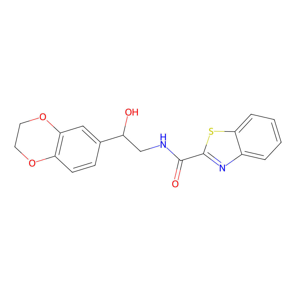 N-(2-(2,3-dihydrobenzo[b][1,4]dioxin-6-yl)-2-hydroxyethyl)benzo[d]thiazole-2-carboxamide molecular structure, CAS 2034585-31-2
