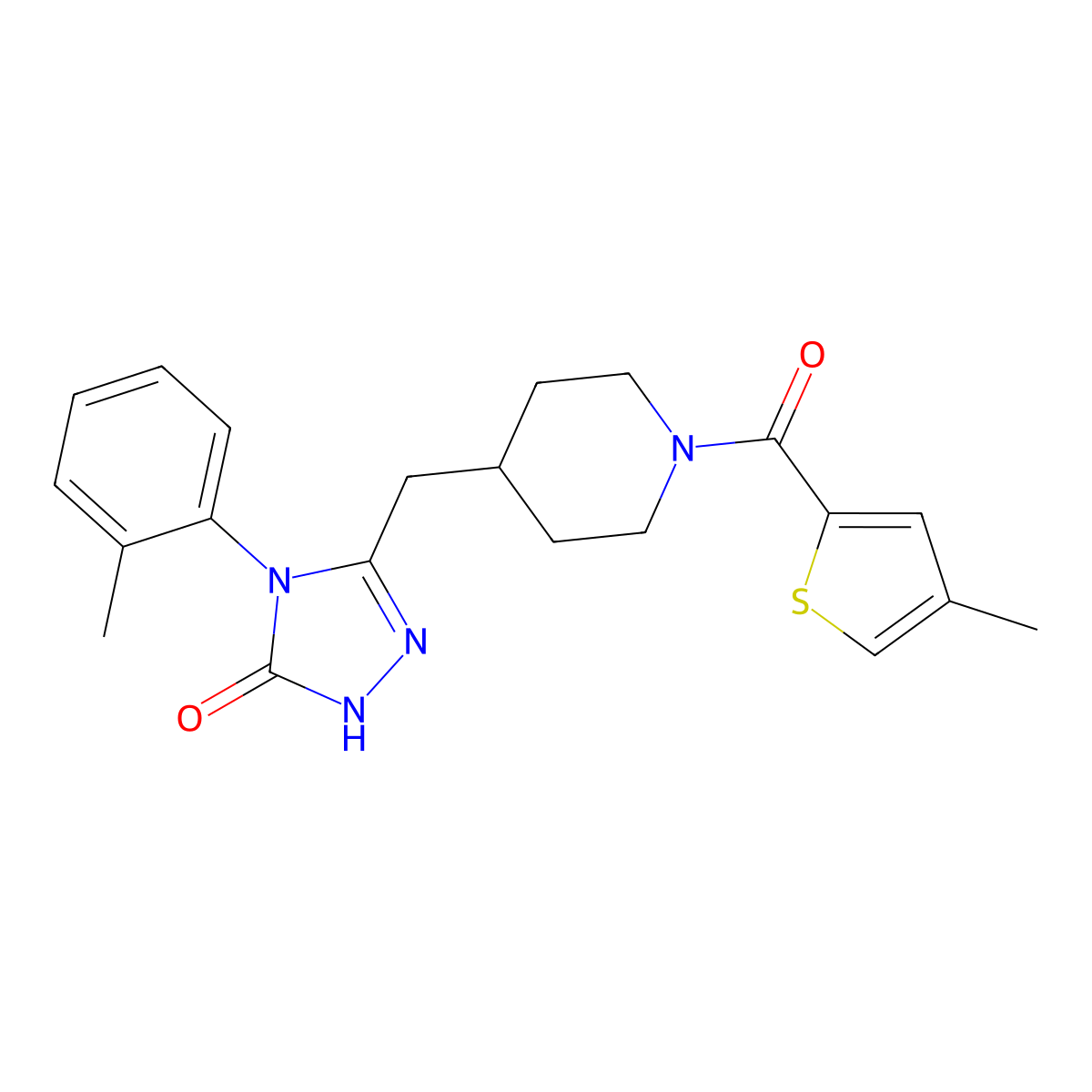 3-((1-(4-methylthiophene-2-carbonyl)piperidin-4-yl)methyl)-4-(o-tolyl)-1H-1,2,4-triazol-5(4H)-one molecular structure, CAS 2034585-33-4