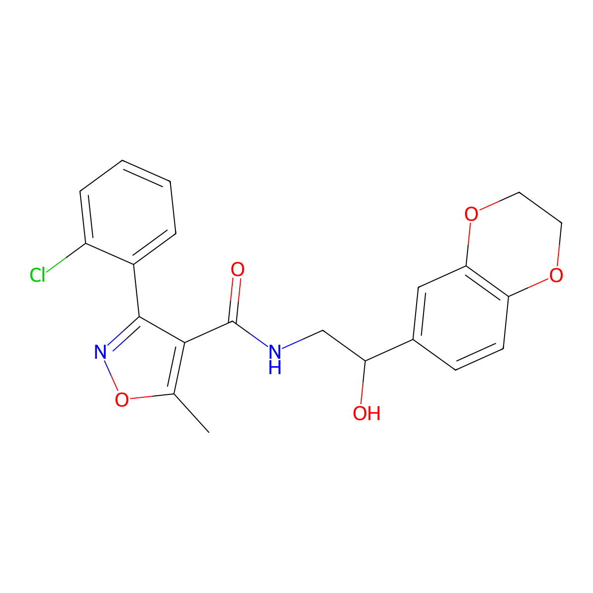 3-(2-chlorophenyl)-N-(2-(2,3-dihydrobenzo[b][1,4]dioxin-6-yl)-2-hydroxyethyl)-5-methylisoxazole-4-carboxamide molecular structure, CAS 2034585-48-1