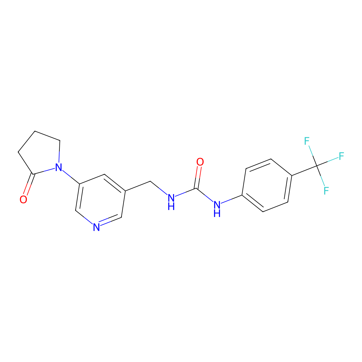 1-((5-(2-Oxopyrrolidin-1-yl)pyridin-3-yl)methyl)-3-(4-(trifluoromethyl)phenyl)urea molecular structure, CAS 2034585-50-5