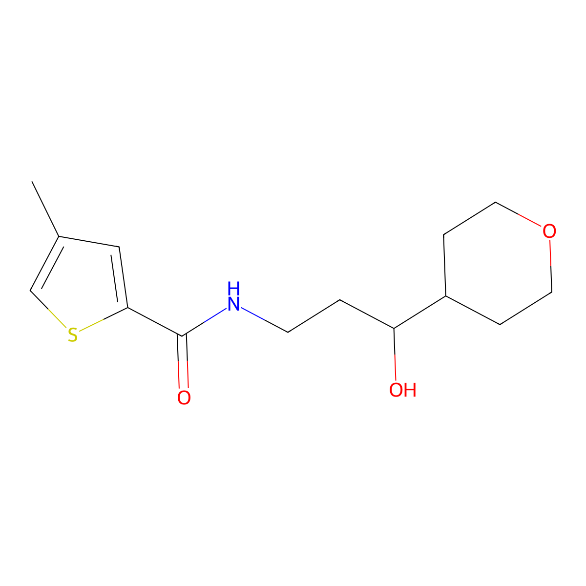 N-[3-hydroxy-3-(oxan-4-yl)propyl]-4-methylthiophene-2-carboxamide molecular structure, CAS 2034585-51-6