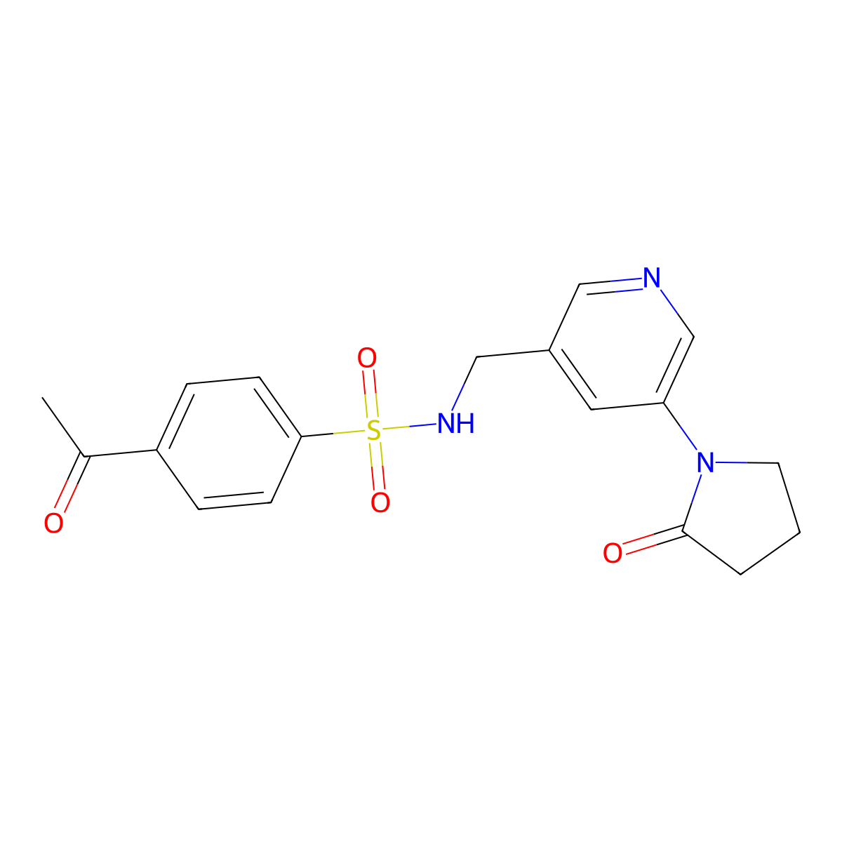 4-acetyl-N-{[5-(2-oxopyrrolidin-1-yl)pyridin-3-yl]methyl}benzene-1-sulfonamide molecular structure, CAS 2034585-53-8