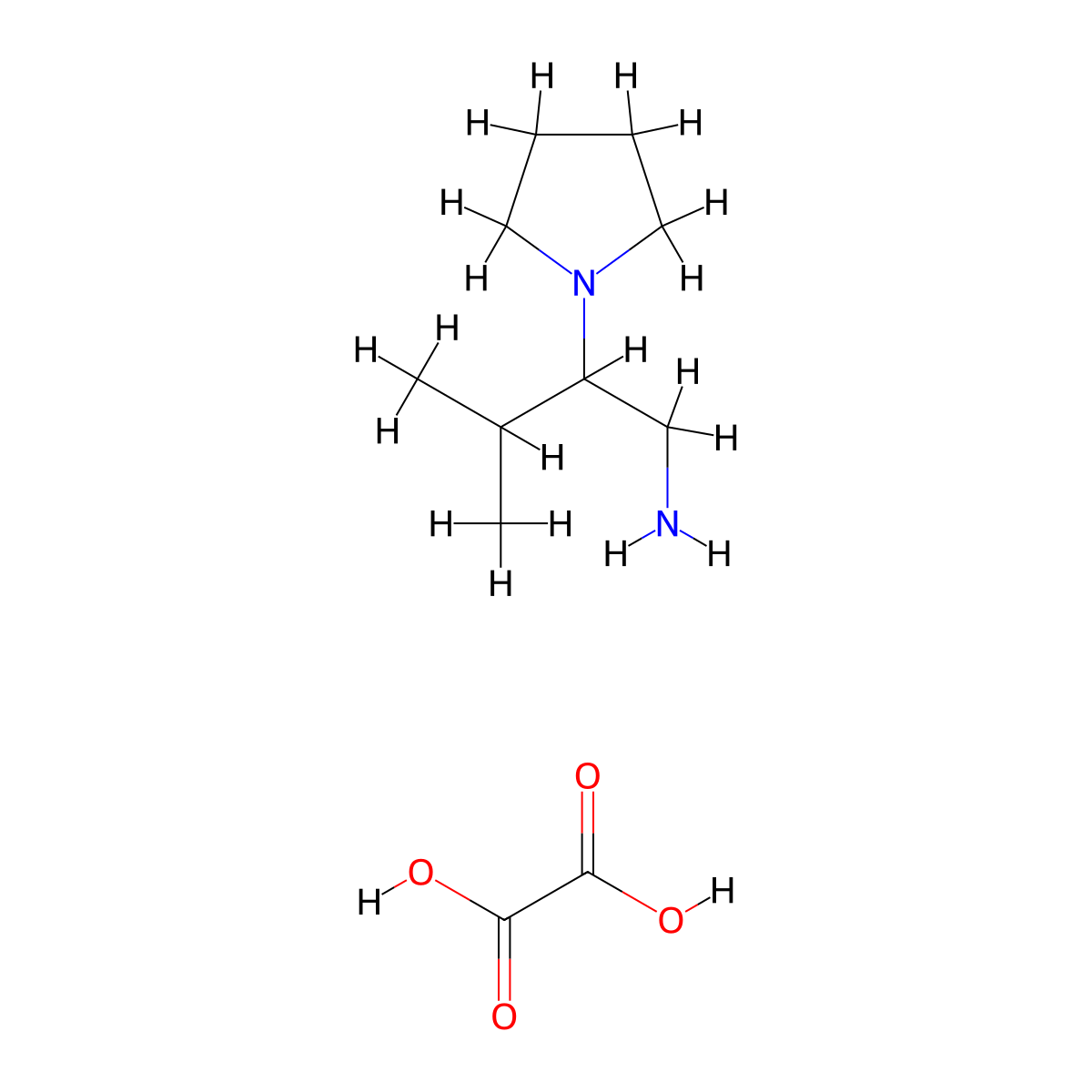 3-Methyl-2-(pyrrolidin-1-yl)butan-1-amine oxalate molecular structure, CAS 2034585-57-2