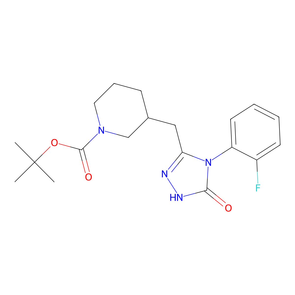 tert-butyl 3-((4-(2-fluorophenyl)-5-oxo-4,5-dihydro-1H-1,2,4-triazol-3-yl)methyl)piperidine-1-carboxylate molecular structure, CAS 2034585-83-4