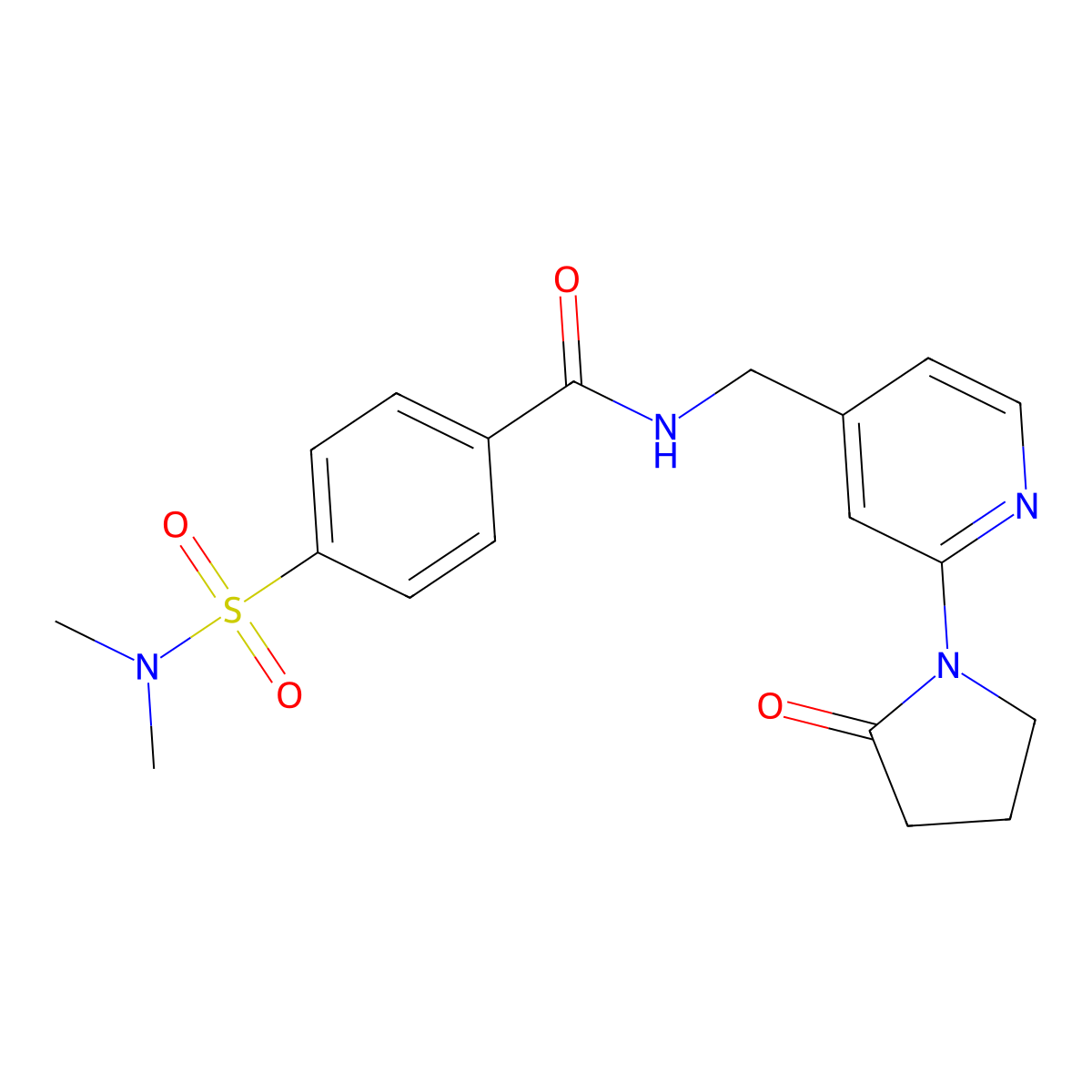 4-(N,N-dimethylsulfamoyl)-N-((2-(2-oxopyrrolidin-1-yl)pyridin-4-yl)methyl)benzamide molecular structure, CAS 2034585-86-7