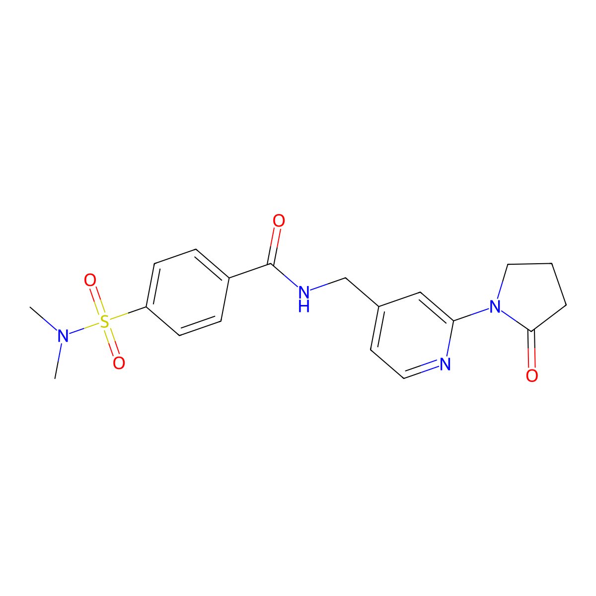 4-(N,N-dimethylsulfamoyl)-N-((2-(2-oxopyrrolidin-1-yl)pyridin-4-yl)methyl)benzamide molecular structure, CAS 2034585-86-7