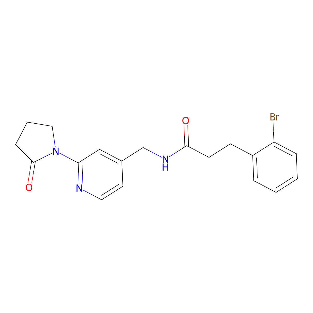 3-(2-bromophenyl)-N-{[2-(2-oxopyrrolidin-1-yl)pyridin-4-yl]methyl}propanamide molecular structure, CAS 2034585-93-6