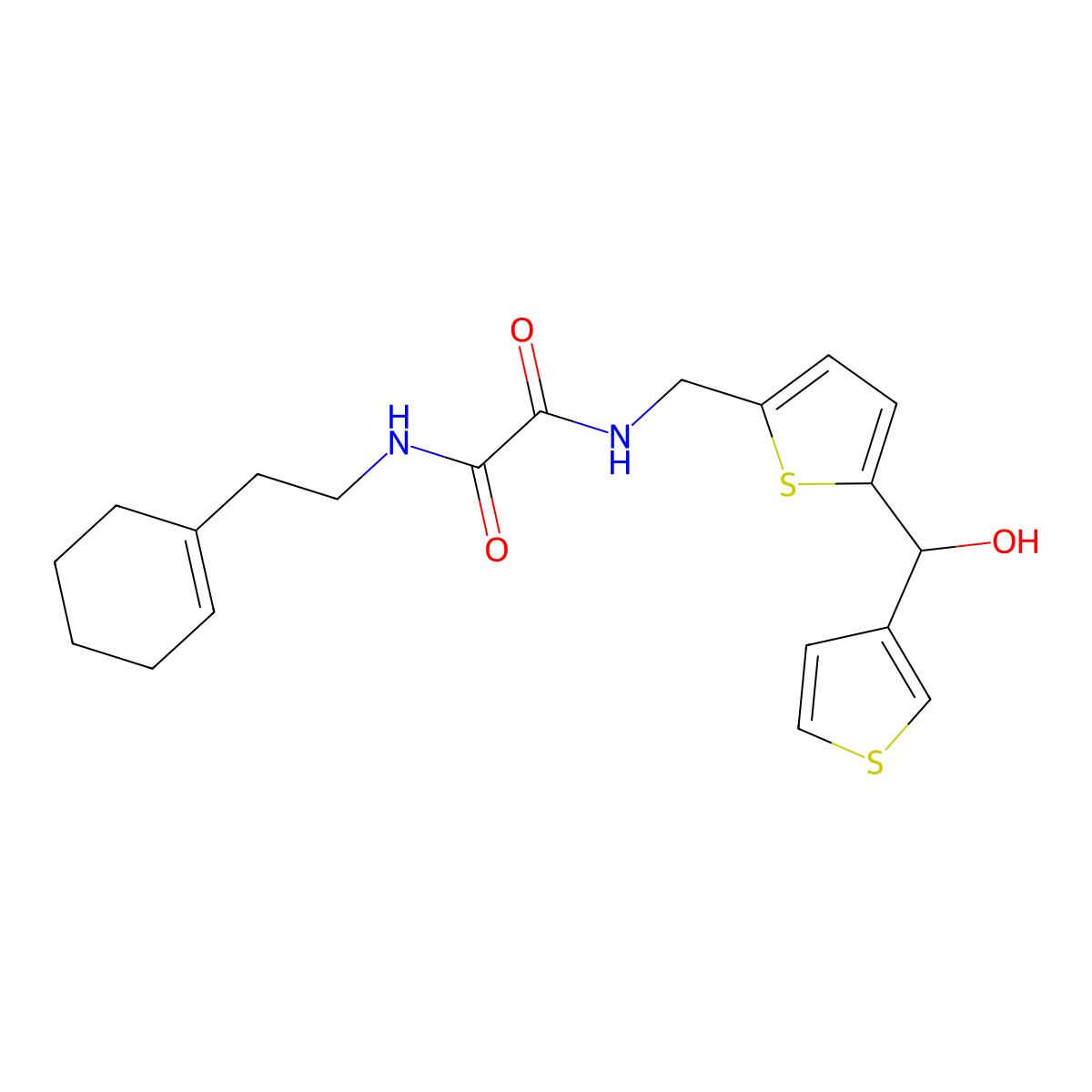 N1-(2-(cyclohex-1-en-1-yl)ethyl)-N2-((5-(hydroxy(thiophen-3-yl)methyl)thiophen-2-yl)methyl)oxalamide molecular structure, CAS 2034585-98-1