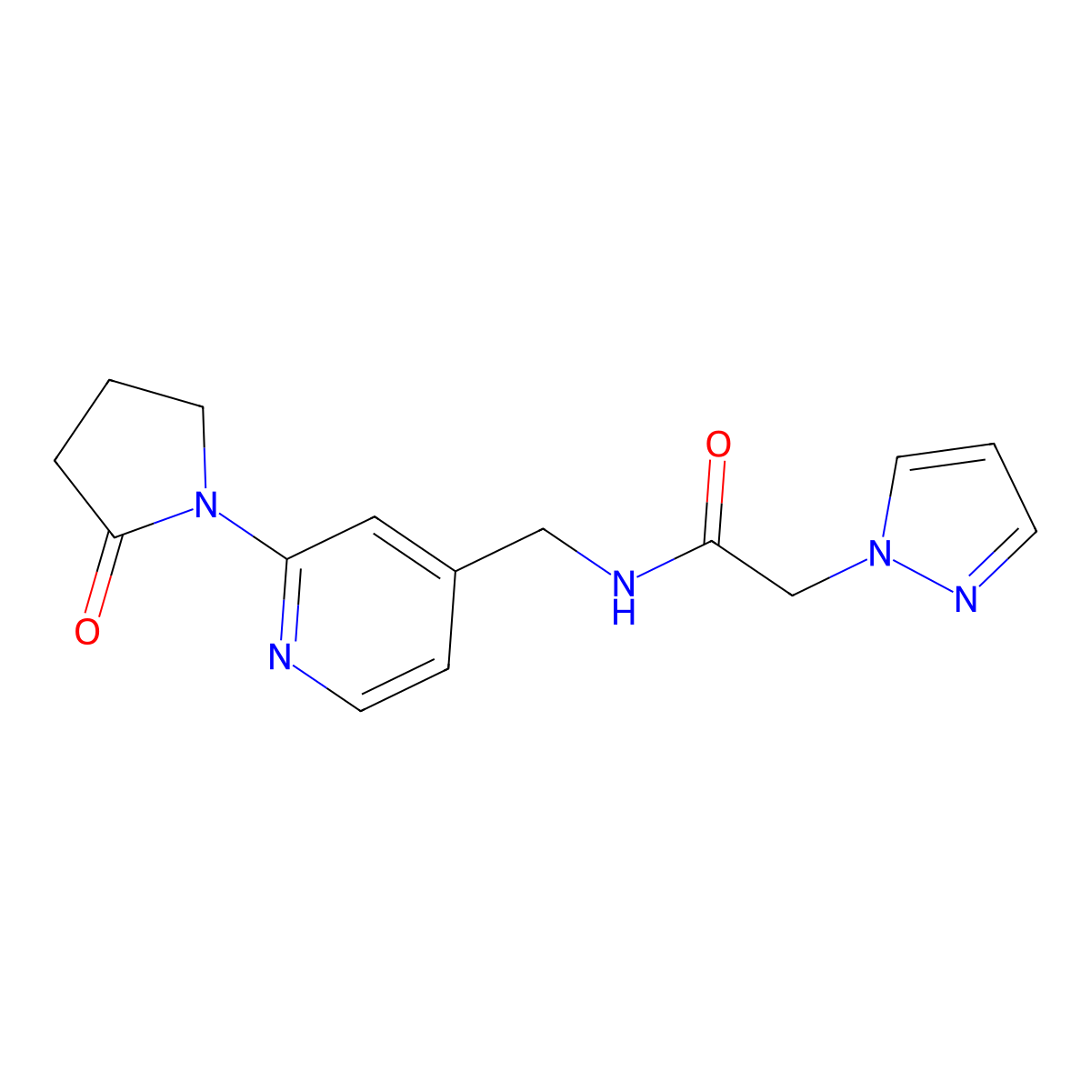 N-{[2-(2-oxopyrrolidin-1-yl)pyridin-4-yl]methyl}-2-(1H-pyrazol-1-yl)acetamide molecular structure, CAS 2034586-01-9