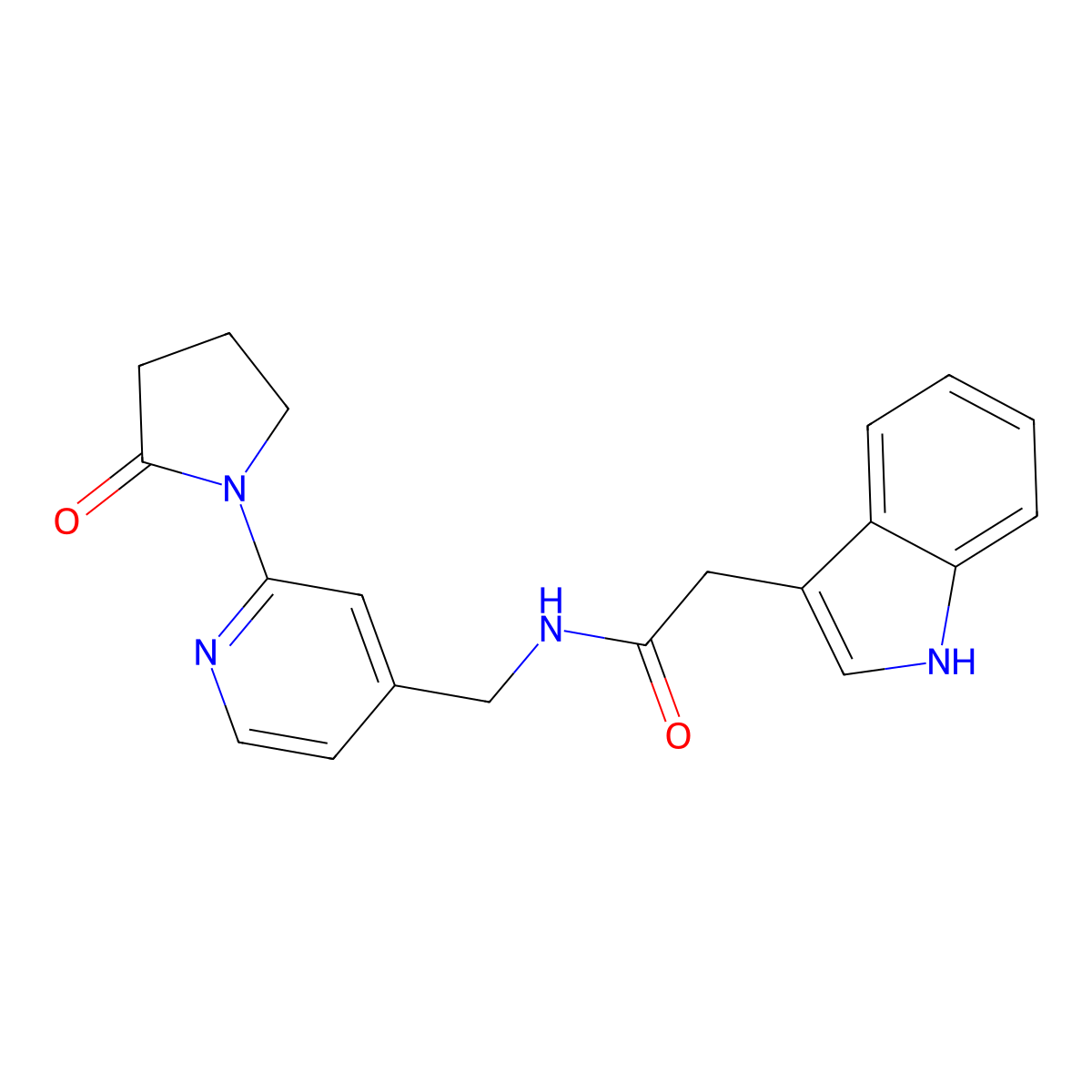 2-(1H-indol-3-yl)-N-((2-(2-oxopyrrolidin-1-yl)pyridin-4-yl)methyl)acetamide molecular structure, CAS 2034586-02-0