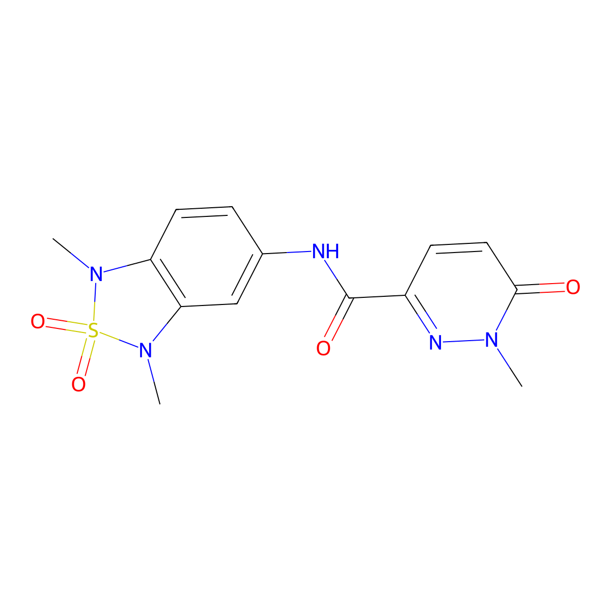 N-(1,3-dimethyl-2,2-dioxido-1,3-dihydrobenzo[c][1,2,5]thiadiazol-5-yl)-1-methyl-6-oxo-1,6-dihydropyridazine-3-carboxamide molecular structure, CAS 2034586-03-1