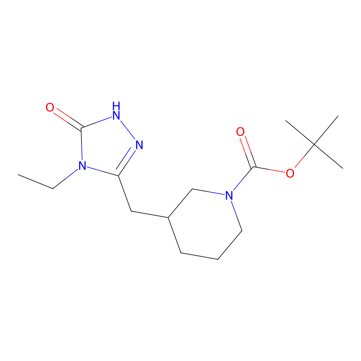 tert-butyl 3-((4-ethyl-5-oxo-4,5-dihydro-1H-1,2,4-triazol-3-yl)methyl)piperidine-1-carboxylate molecular structure, CAS 2034586-07-5