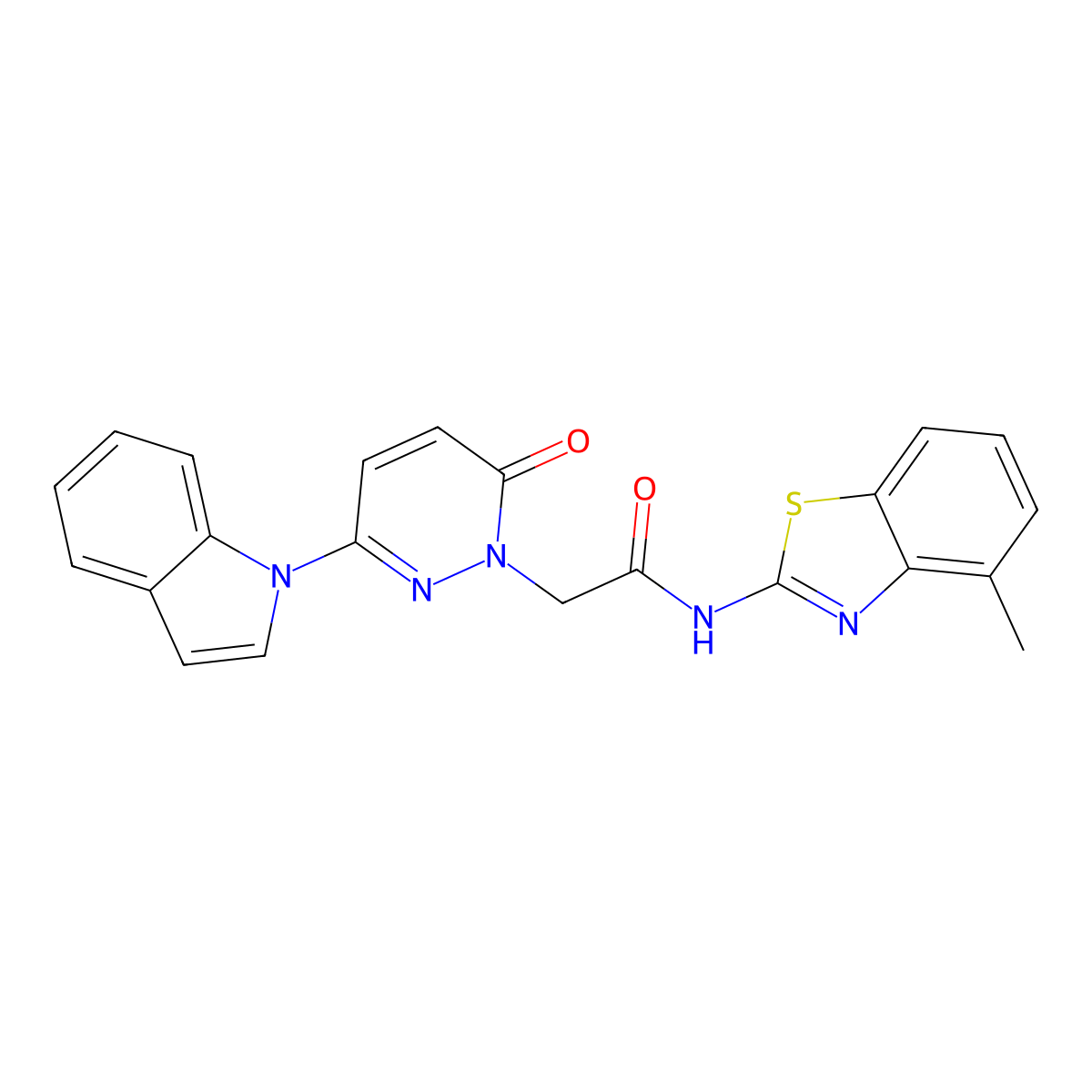 2-(3-(1H-indol-1-yl)-6-oxopyridazin-1(6H)-yl)-N-(4-methylbenzo[d]thiazol-2-yl)acetamide molecular structure, CAS 2034586-08-6